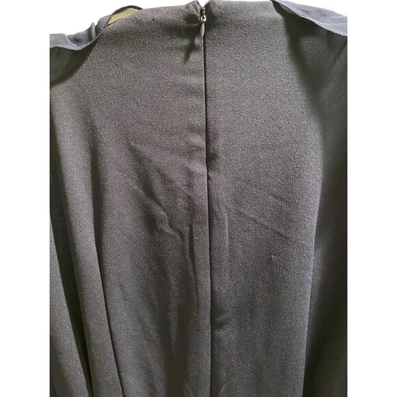 Shelby & Palmer Dress 16 Womens Midi Navy Long Sheer Sleeves Belted Ruffle - Picture 9 of 15